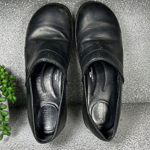 Sanita Professional Danish Clogs Shoes Black Leather - Picture 6 of 8